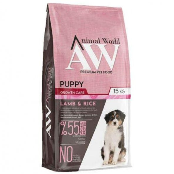 Animal World Puppy Kuzulu ve Pirinçli Yavru Köpek Maması 15 Kg ürün görseli 1