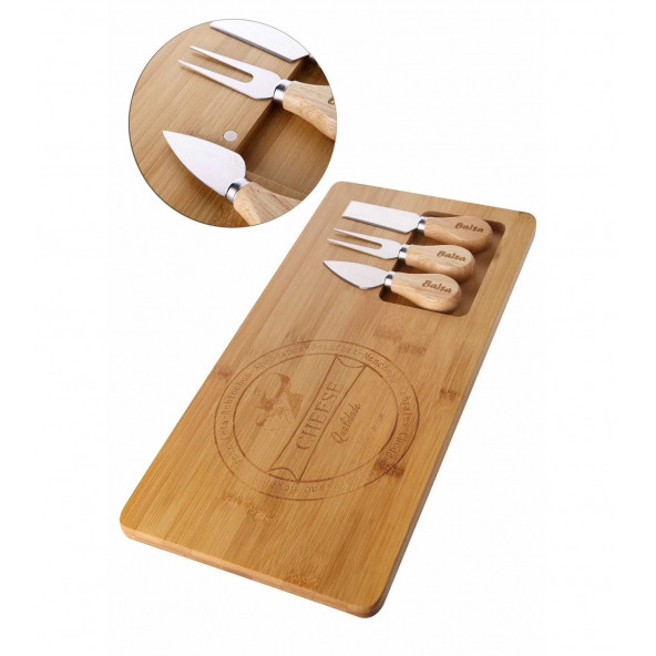 KİTCHEN Bambu Lüx 38cm Peynir Sunumu Ve Özel Bıçak Seti ürün görseli 1