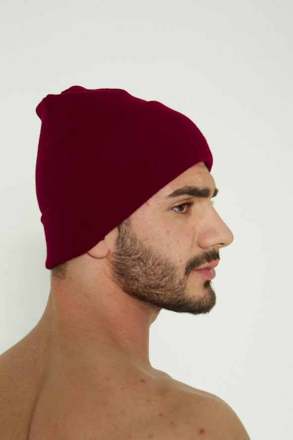 Unisex Bordo Katlamalı Bere ürün görseli 1