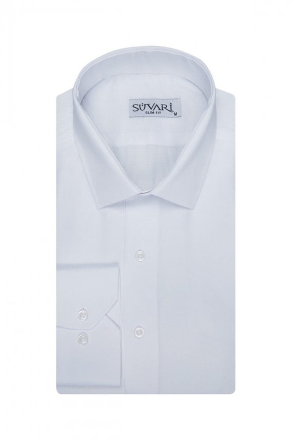 Slim Fit Armür Desenli Erkek Gömlek ürün görseli 1