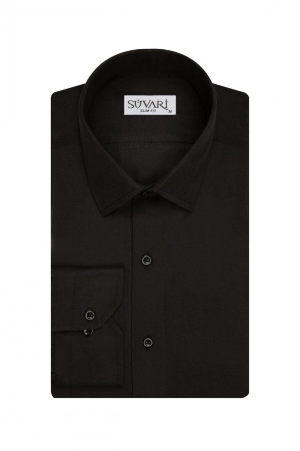 Slim Fit Armür Desenli Erkek Gömlek ürün görseli 1