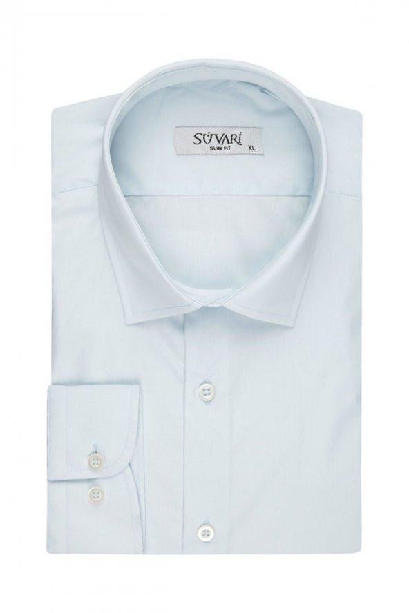 Slim Fit Mavi Erkek Gömlek ürün görseli 1