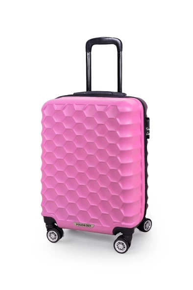 Polo&Sky Petek Model Pembe Renk Kabin Boy Valiz Bavul ürün görseli 1