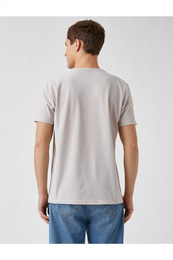 Slim Fit Kolej Baskılı Tişört - Resim 4