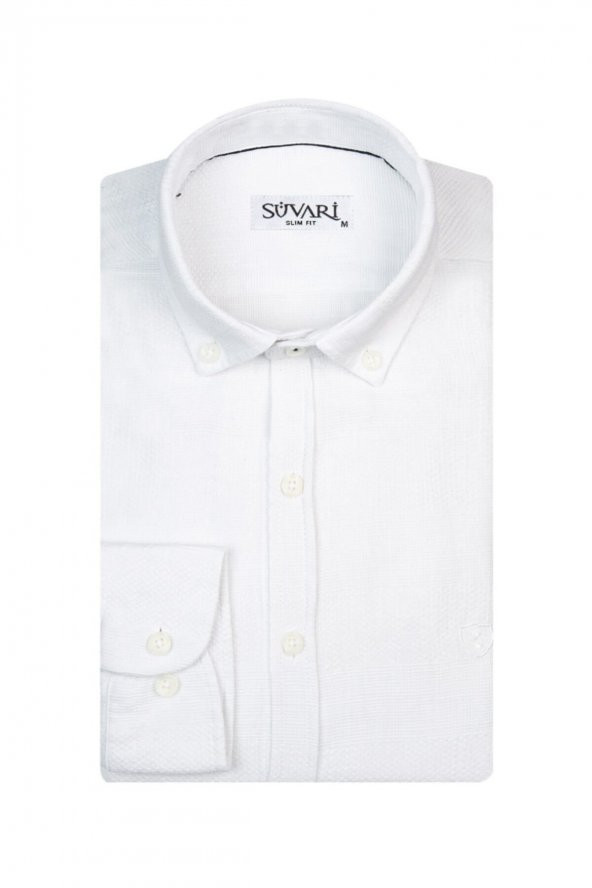Slim Fit Beyaz Erkek Gömlek ürün görseli 1