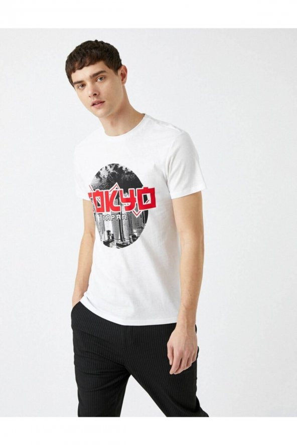 Erkek Beyaz T-shirt - Resim 2