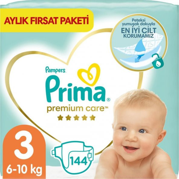Prima Premium Care 3 Numara Midi 144'lü Bebek Bezi ürün görseli 1