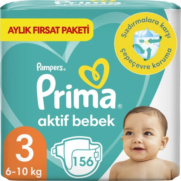 Prima Bebek Bezi Aktif Bebek 3 Beden 156 Adet aylık Fırsat Paketi ürün görseli 1