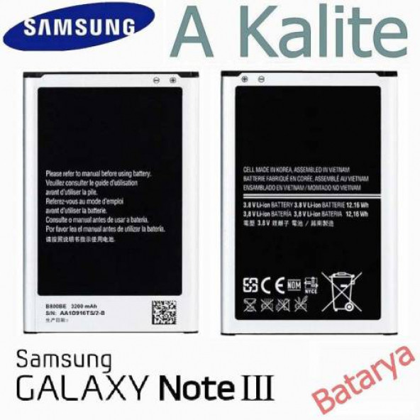 Samsung Galaxy Note 3 Batarya N9000 EB-B800BBE Uyumlu Yedek Batarya ürün görseli 1