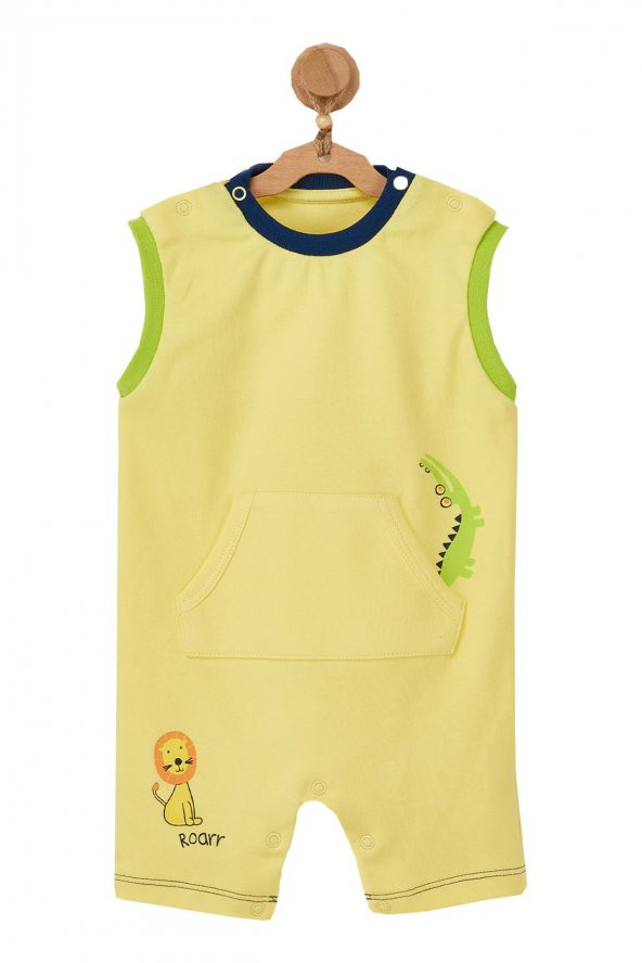 Andywawa Erkek Bebek Hayvan Motifli Sarı Tulum AC22527 ürün görseli 1