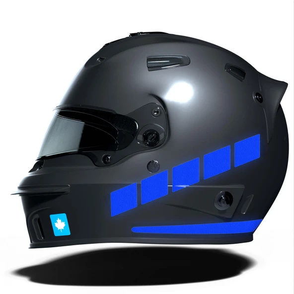 Şerit Tasarımlı Reflektif Mavi Motosiklet Kask Sticker Çınar Extreme ürün görseli 1