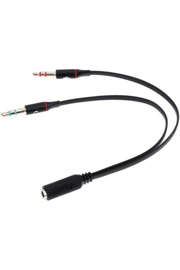 Kulaklık Mikrofon 3.5mm Çevirici Ayırıcı Switch Splitter - Kablo - Tek Girişi Çifte Çevirir ürün görseli 1