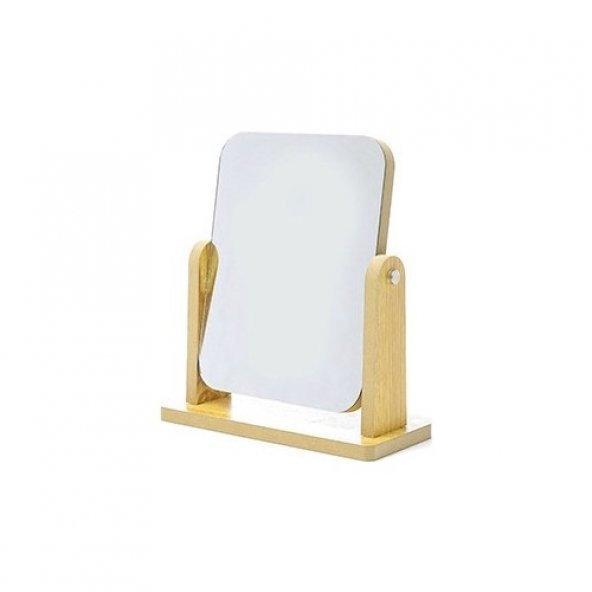 Masaüstü Standlı Makyaj Aynası Masaüstü Ayna AHŞAP TASARIM 18cmx13cm ayna ürün görseli 1