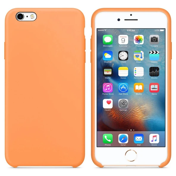 Apple iPhone 6S Plus Altı Açık Liquit Lansman Silikon Kehribar Turuncusu ürün görseli 1