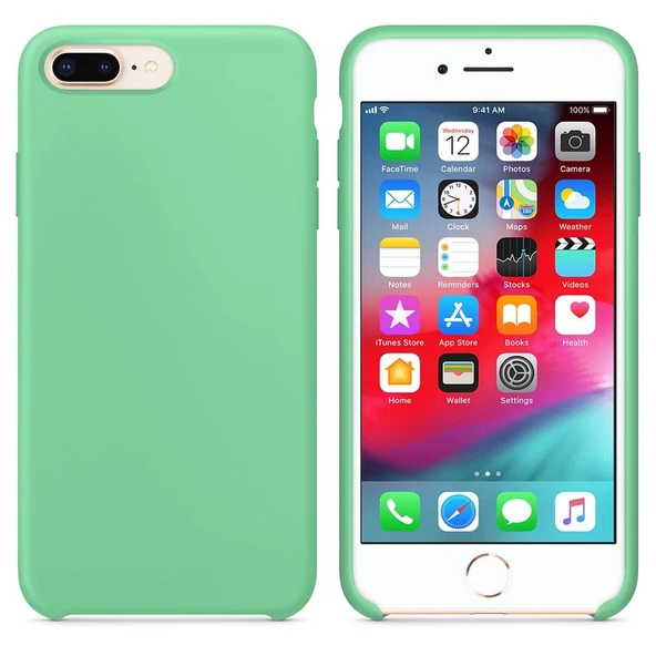 Apple iPhone 8 Plus Altı Açık Liquit Lansman Silikon Mint Yeşil ürün görseli 1
