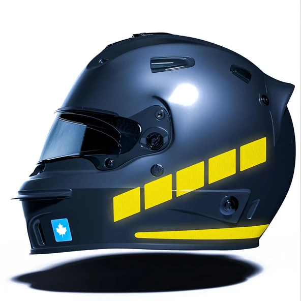 Şerit Tasarımlı Reflektif Sarı Motosiklet Kask Sticker Çınar Extreme ürün görseli 1