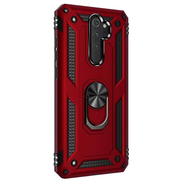 Xiaomi Redmi Note 8 Pro Yüzüklü Tank Kılıf Bordo ürün görseli 1
