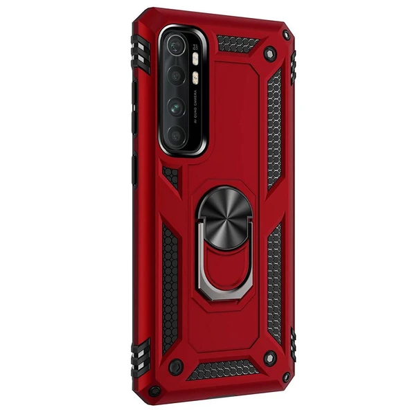 Xiaomi Mi Note 10 Lite Yüzüklü Tank Kılıf Bordo ürün görseli 1