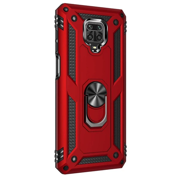 Xiaomi Redmi Note 9 Pro Max Yüzüklü Tank Kılıf Bordo ürün görseli 1