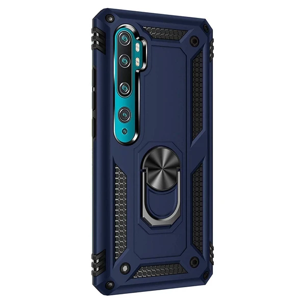Xiaomi Mi Note 10 Yüzüklü Tank Kılıf Lacivert ürün görseli 1