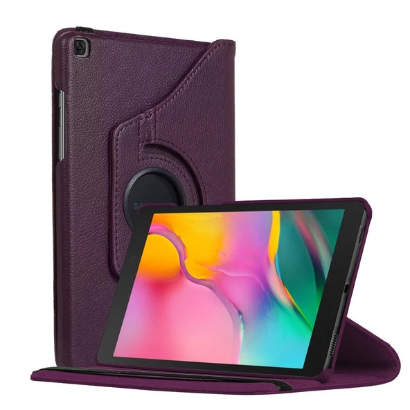 Samsung Galaxy Tab S6 Lite 10.4" P610 Deri Kapaklı 360 Kılıf Mor ürün görseli 1