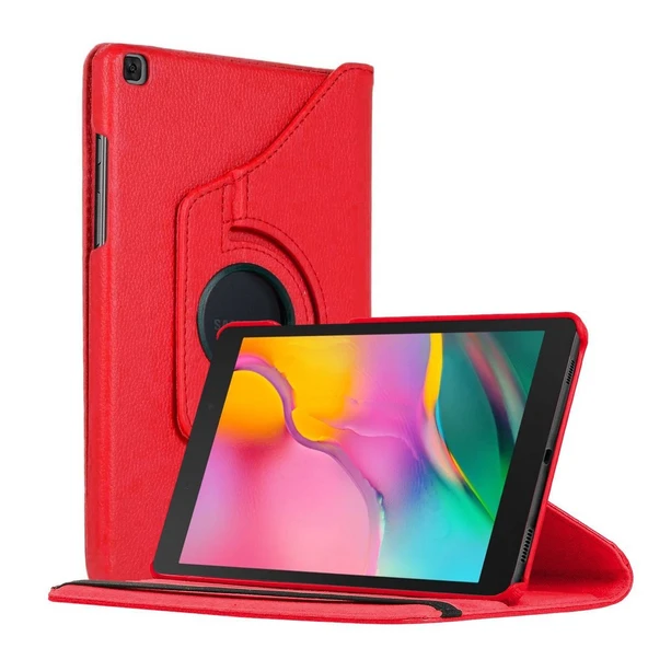 Samsung Galaxy Tab S6 Lite 10.4" P610 Deri Kapaklı 360 Kılıf Kırmızı ürün görseli 1