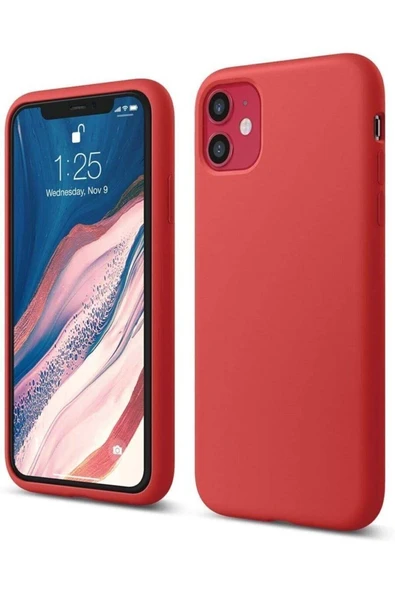 Apple iPhone 11 İçi Kadife Silikon Kılıf Kırmızı ürün görseli 1
