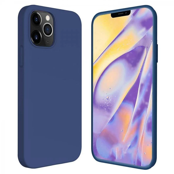 Apple iPhone 12 Pro 6.1'' İçi Kadife Silikon Kılıf Lacivert ürün görseli 1