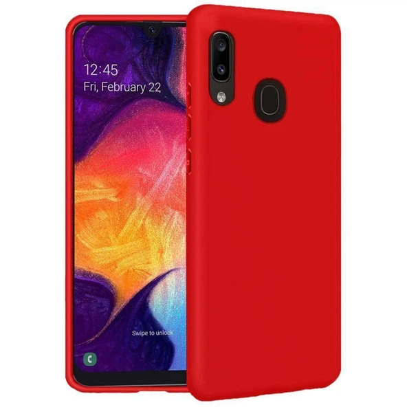 Samsung Galaxy A20 İçi Kadife Silikon Kılıf Kırmızı ürün görseli 1