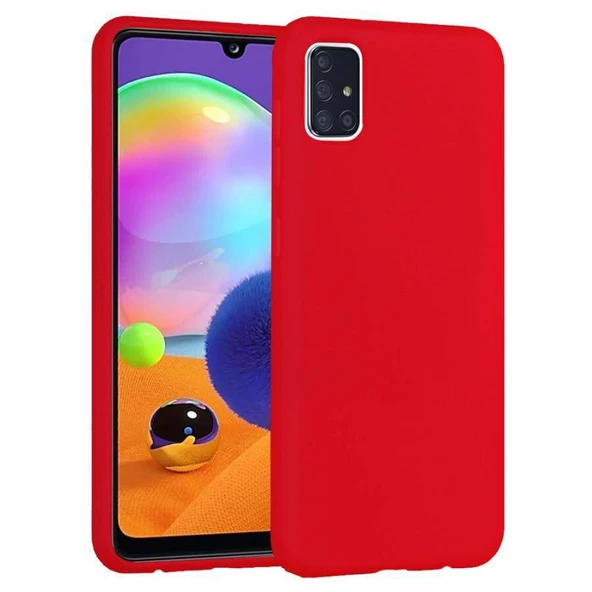 Samsung Galaxy A31 İçi Kadife Silikon Kılıf Kırmızı ürün görseli 1