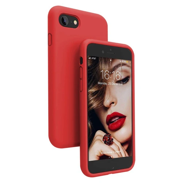 Apple iPhone 8 İnce Mat Silikon Kılıf Kırmızı ürün görseli 1