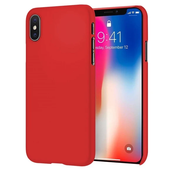 Apple iPhone X İnce Mat Silikon Kılıf Kırmızı ürün görseli 1