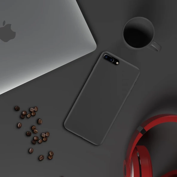 Apple iPhone 8 Plus İnce Mat Silikon Kılıf Siyah - Resim 3
