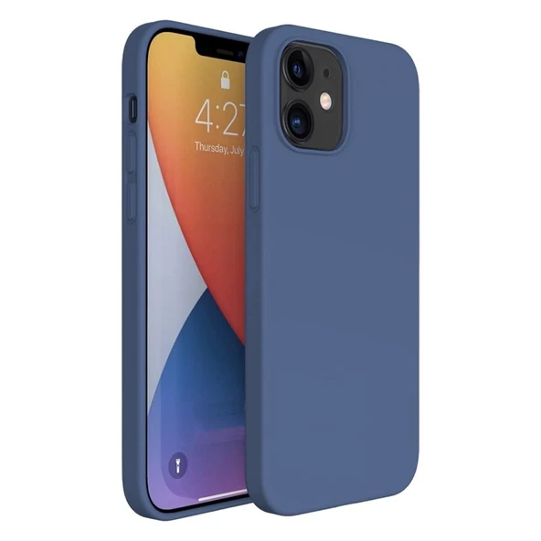 Apple iPhone 12 6.1'' İnce Mat Silikon Kılıf Lacivert ürün görseli 1