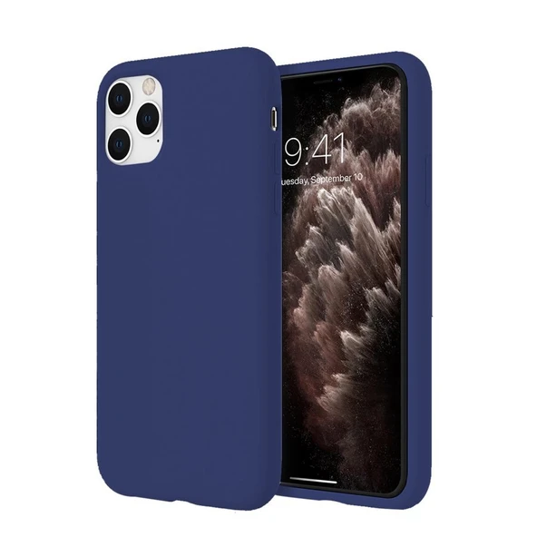 Apple iPhone 11 Pro Max İnce Mat Silikon Kılıf Lacivert ürün görseli 1