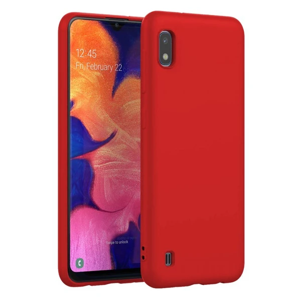 Samsung Galaxy A10 İnce Mat Silikon Kılıf Kırmızı ürün görseli 1