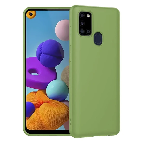Samsung Galaxy A21S İnce Mat Silikon Kılıf Yeşil ürün görseli 1