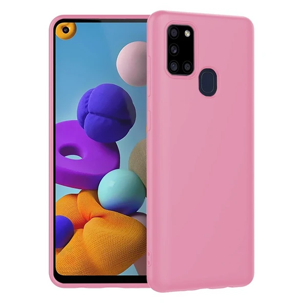 Samsung Galaxy A21S İnce Mat Silikon Kılıf Pembe ürün görseli 1