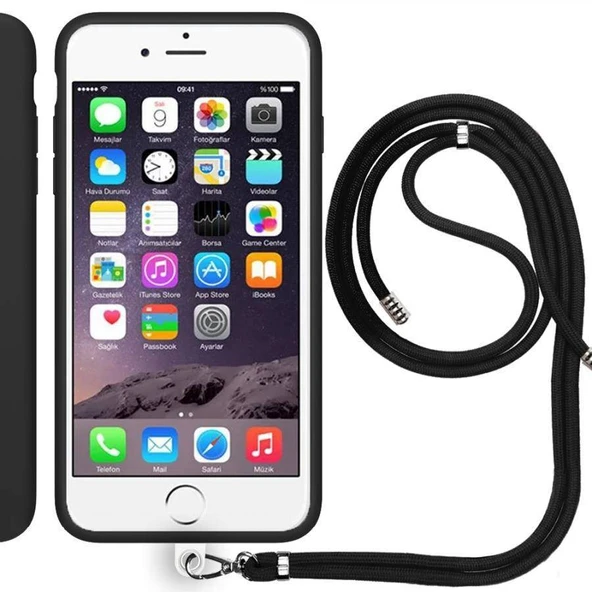 Apple iPhone 6 İp Askılı Silikon Kılıf Siyah ürün görseli 1