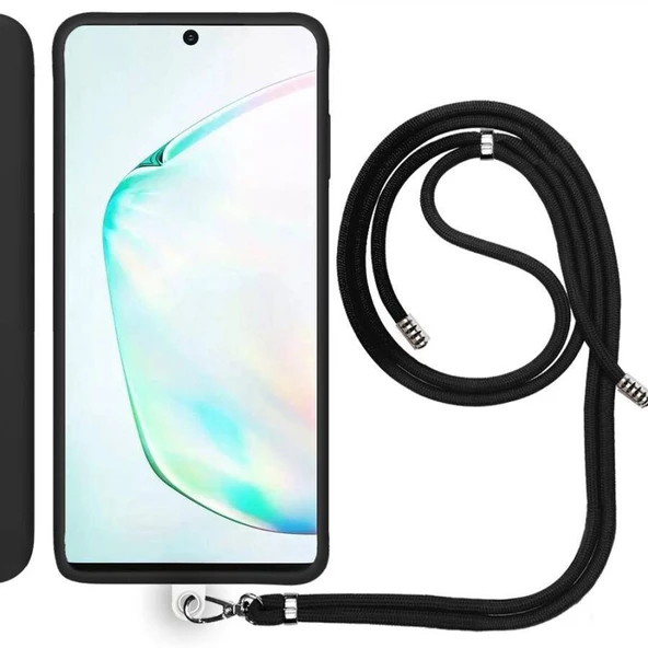 Samsung Galaxy Note 10 (N970F) İp Askılı Silikon Kılıf Siyah ürün görseli 1
