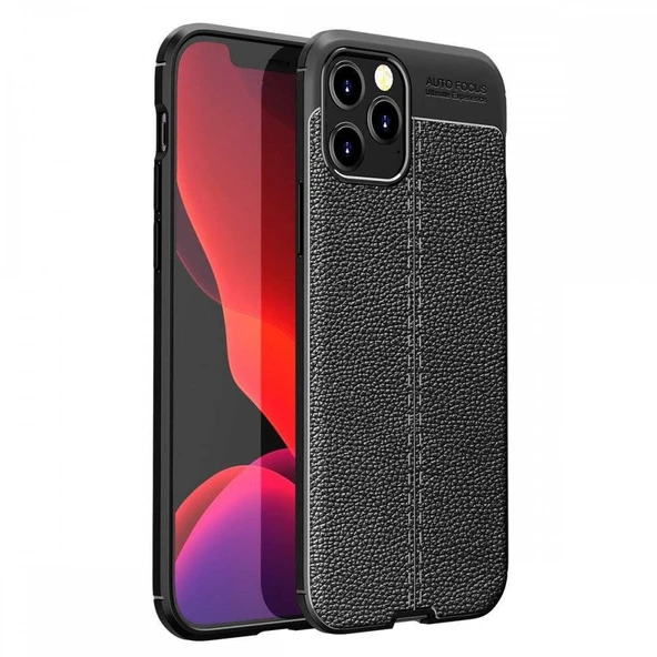 Apple iPhone 12 Pro Max 6.7'' Deri Görünümlü Silikon Siyah ürün görseli 1
