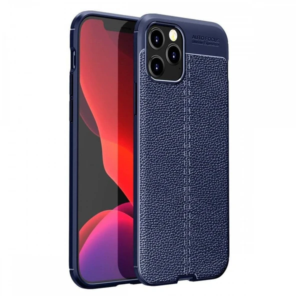 Apple iPhone 12 Pro Max 6.7'' Deri Görünümlü Silikon Lacivert ürün görseli 1