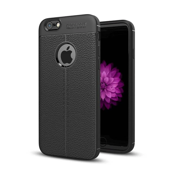 Apple iPhone 6S Deri Görünümlü Silikon Siyah ürün görseli 1