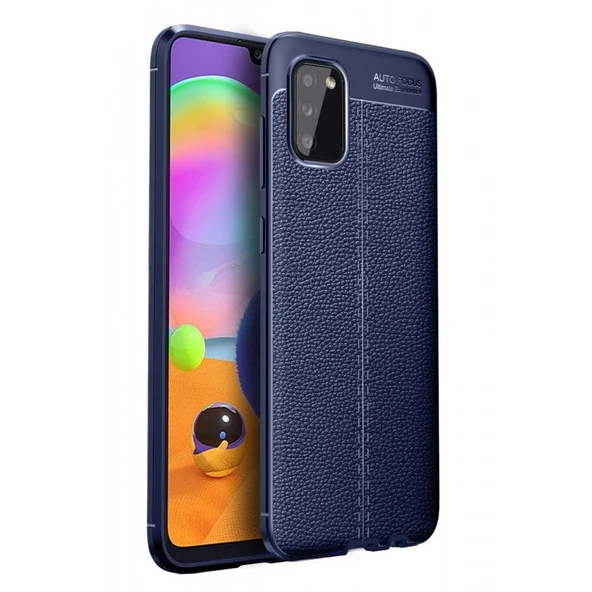 Samsung Galaxy A02S Deri Görünümlü Silikon Lacivert ürün görseli 1