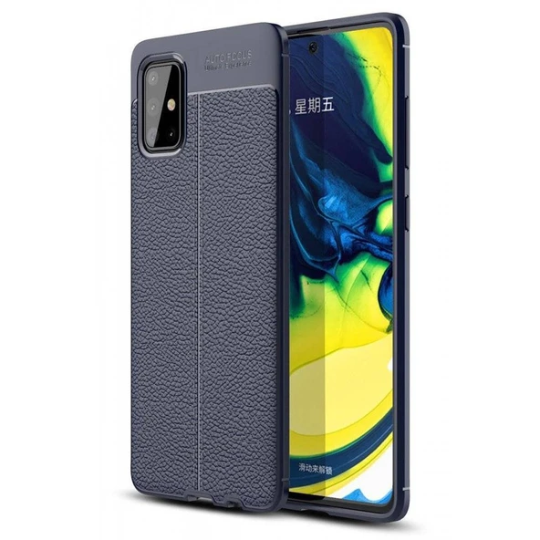 Samsung Galaxy A51 Deri Görünümlü Silikon Lacivert ürün görseli 1