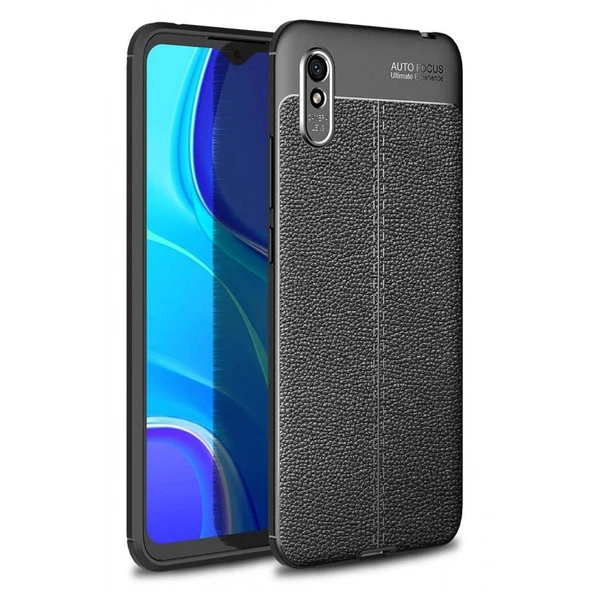 Xiaomi Redmi 9A Deri Görünümlü Silikon Siyah ürün görseli 1