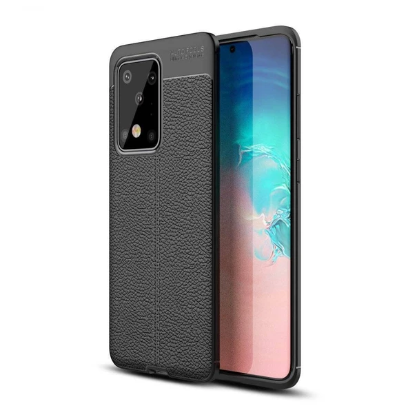 Samsung Galaxy S20 Ultra Deri Görünümlü Silikon Siyah ürün görseli 1
