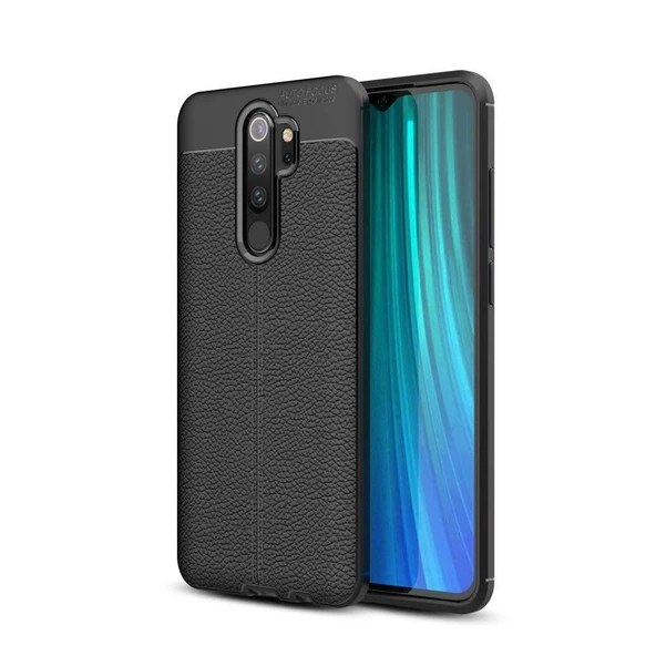 Xiaomi Redmi Note 8 Pro Deri Görünümlü Silikon Siyah ürün görseli 1