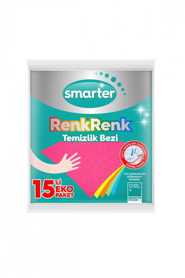 SMARTER RENKRENK TEMİZLİK BEZİ 15 Lİ ürün görseli 1