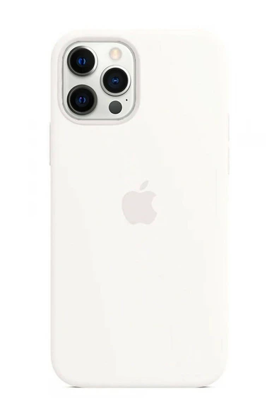 Apple iPhone 11 Pro Max Uyumlu Logolu Içi Kadife Altı Açık Lansman  Beyaz Silikon Kılıf ürün görseli 1